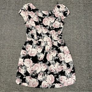 Three Hearts Floral Dress - Pink and Black